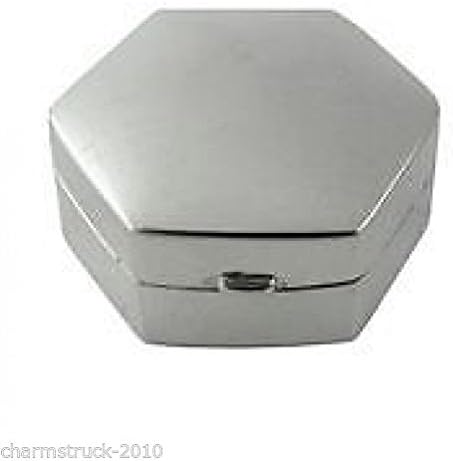 Ari D Norman Brand 925 Sterling Silver Plain Hexagonal Pill Box Gift Boxed