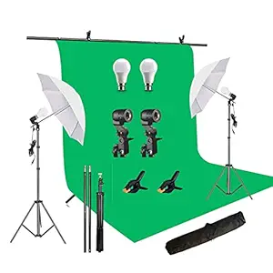 HIFFIN Green Screen Backdrop 6x10 ft with 9 ft Stand - 6x9 ft Photography Backdrop with 2 Pcs Spring Clamps, 1PCs Carry Bag (T Shape Kit C2 C1 G & Single Holder Kit M2)