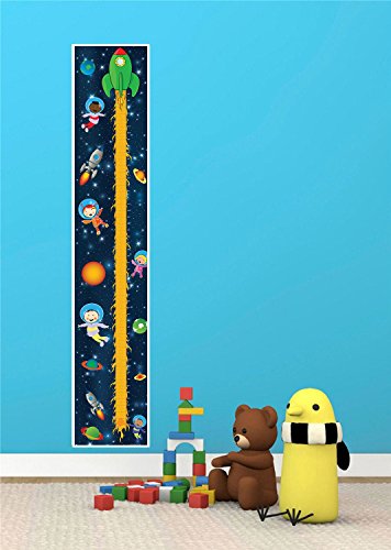 SPACE ASTRONAUT PLANET STARS GALAXY ROCKET TALL CANVAS HEIGHT CHART HC005