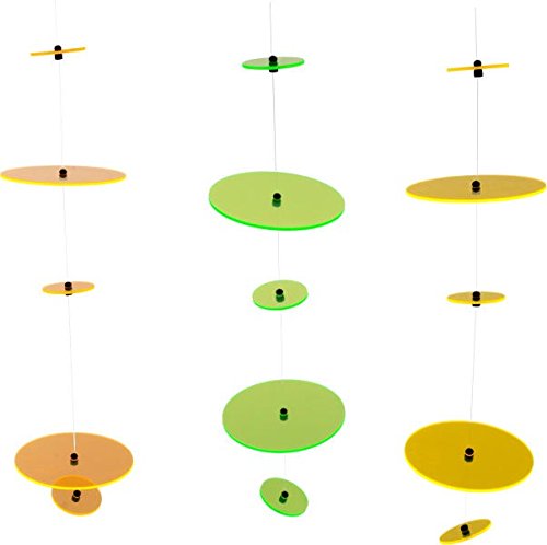Mobiles Lichtspiel Kreise oder Scheiben,Sonnenfänger aus Acryl, 20×20 in den Farben: grün/gelb/orange - 2