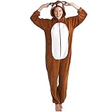 Superweicher Schlafanzug-Overall - Fuchs - Braun/Weiß 48/50 - 
