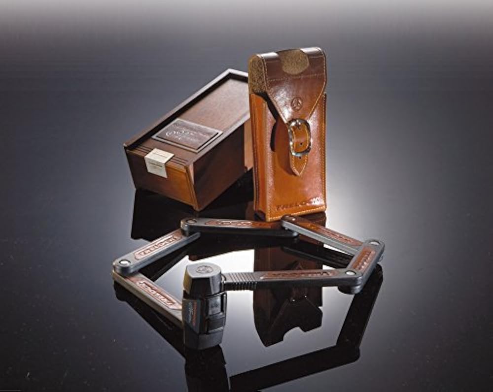 Faltschloss Trelock Manufaktur in Holzk. FS 450/85, schwarz, mit Ledertasche