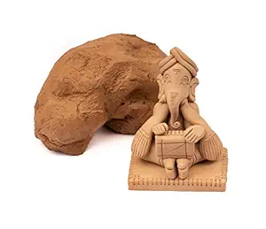 Terracotta Journey Ready to Use for Home Made Organic Eco-Friendly Ganesha, Natural and Soft for Kids and Adults Sculpture and Modeling Shadu Clay Dough (Yellow, 1kg)