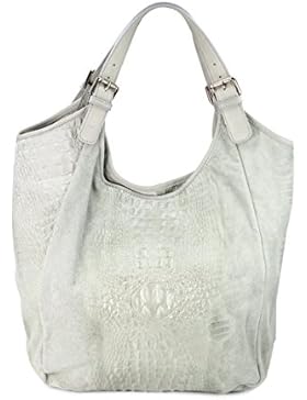 BELLI® XXL ital. Leder Handtasche Shopper Leder Kroko Mix - Freie Farbwahl - 46x34 (mittig)x14 cm (B x H x T)