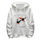 Xmiral Herren Kapuzenoberteil Komfortable Panda Print Langarm-Pullover(XL,Weiß)