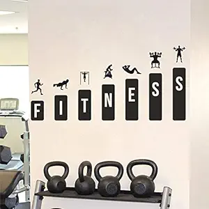 StickMe  Gym - Fitness - Height - Gym Fitness Motivation Wall Sticker -SM896 (Multi Colour, Vinyl - 100cm X 50 cm )