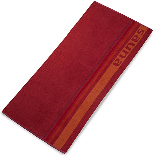 Saunatuch 80×200 saugfähige Baumwolle, flauschiges Frottee Badetuch Strandlaken, Herren u. Damen Frottiertuch 480g/m², Stripes CelinaTex 0002154 rot - 3