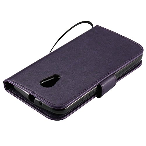 Moto G 2nd gen Funda   Moto G2 Funda  FQY-TEC  P  rpura  Grabado en relieve C Cuero Pu y TPU Cartera Ranura para tarjeta Soporte Funda para Motorola Moto G  2nd gen  5 0  