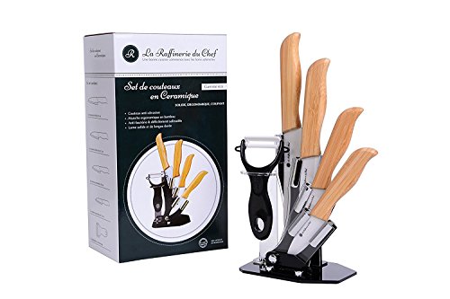 La Raffinerie Du Chef★★★ – Set aus 4 Küchenmesser Keramik Top-Bereich [Ökologischer Bereich] – mit Bambus verstärkt Befestigungsgriff Keramikmesser – Ergonomischer Griff - 2