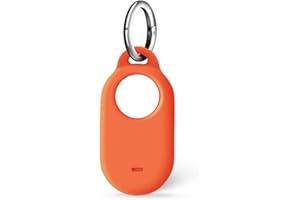 ISKIP Samsung SmartTag2 Case, Silicone Case Compatible with Samsung Galaxy Smart Tag2, SmartTag2 Cover with Keychain (Orange)