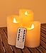 Produktbild LED Kerzen 3er Set 'ZenEssence' mit Fernbedienung und 24 StundenTimer - Echtwachskerzen mit beweglicher Flamme - Täuschend echte flackernde und dimmbare LED Flamme - Für Dekoration, Hochzeiten, Restaurants