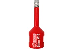 SHDIATOOL Forets Diamant 8mm Trépans de Forage avec Filetage M14 pour Perçage à sec en Porcelaine Carrelage Granit Marbre