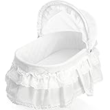 Babywiege / Stubenwagen im romantischen Stil mit Schaukelfunktion (Abnehmbarer Babykorb) - 3