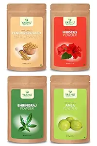 YASHU Pure Hibiscus Bhringraj Fenugreek Seed Amla Organic Powder for Hair & Scalp Care | For Men & Women (400g)