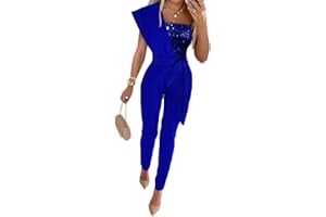 shownicer Femmes Combinaison Dos Nu sans Manches Licou Couleur Unie Camisole Barboteuse Jumpsuit D'été Chic Élégant Slim Pantalon Loose Casual