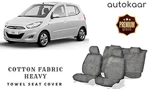 AUTOKAAR Cotton Fabric Heavy Grey Towel SEAT Cover for Hyundai I-10
