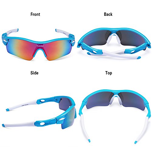 Carfia TR90 Damen Heren Radbrille Outdoor Sportbrille Polarisiert Sport Sonnenbrille mit 5 Wechselbare Linsen für Radfahren Laufen Reisen – 100% UV400 Schutz - 7