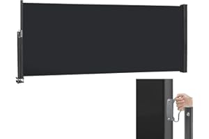 XMTECH Seitenmarkise Wandmarkise 120 x 300 cm Anthrazit, ausziehbar,Sichtschut Markise, Seitenrollo,Blickdicht, Sonnen- & Windschutz für Balkon, Terrasse, Garten