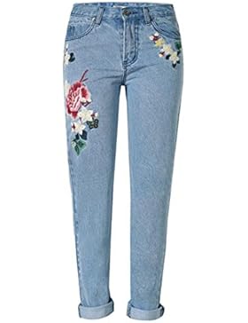 80Store nuovi Trench bellissimo ricamo del fiore della Rosa dei jeans del denim dei pantaloni dei pantaloni della...