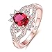 Produktbild Thumby Eingelegter Rosaroter Kristallzirkon Geometrische Fliegende Form Musterring Roségold 925 Einfacher Schmuck, Weiblich, Klauen-Set, Teilnahme an Cocktailparty-Ring, Diamant, Rosenrot