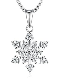 Regalo Navidad Collar Pendientes, J.Rosée Plata de Ley 925 Brillante Circonita ''Palmeras en la Nieve'' Regalo Original para Navidad