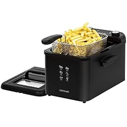Cecotec Friteuse Électrique CleanFry Infinity 3000 Black. 4 L, Jusqu'à 190 ºC, Cuve Émaillée qui convient au Lave-vaisselle, Filtre OilCleaner pour maintenir l'Huile Propre, Full Inox, 3270 W.