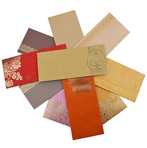RAJRANG Envelops Pack of 10 PCS Paper Shagun Gift, Fancy Card Packet for Christmas Diwali Easter Birthday Wedding Anniversary