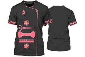 KEEPMORE Pet Groomer Camicia Uomo Donna Animale Cane Groomer 3D Stampato T-Shirt Unisex Grooming Uniforme Manica Corta Top Moda Estiva O Collo Abbigliamento da Lavoro Tees