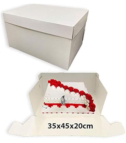 5x Tortenkartons Eckig 32x32x11cm - Wiederverwendbare Pappkartons Pink