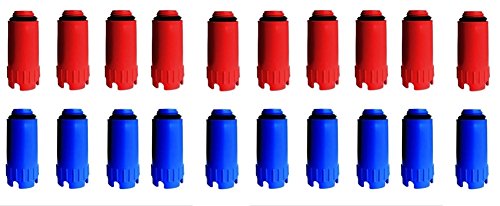 10 Paar Baustopfen 1/2", blau/rot, Abdrückstopfen, Kunststoffgewinde für Dichtprüfung