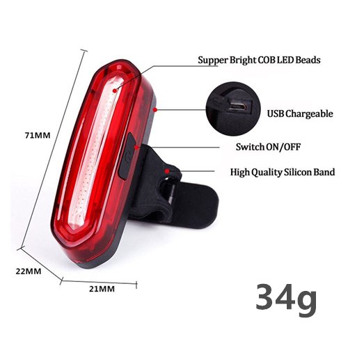 Awnic USB Wiederaufladbar Fahrrad Rücklicht LED Fahrradlicht 240° Sichtbar 16 Rote COB LED Bis zu 10h 4 Modi Memory-Funktion Wasserdicht Geeignet für Helm und Fahrrad, etc - 2