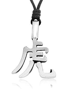 Llords Schmuck Halskette mit chinesischem Tierkreiszeichen Anhänger Symbol für Tiger + Versilberter Verschluss...
