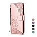 Price comparison product image E-Panda Samsung Galaxy S7 Edge Case Wallet Creative Personalized Design PU Leather Folio Flip Protective Case Cover Lace rose gold Flower with Card Holder Stand Support Function