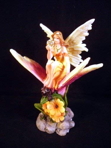 Figura de adorno de flores de hada sobre diseño de mariposas para Enchanted Garden de hadas