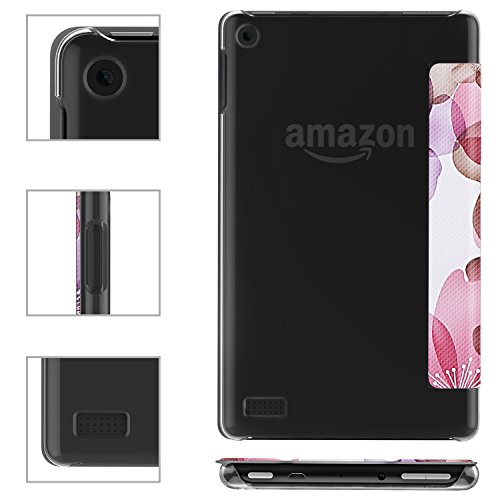 MoKo Hülle für All-New Amazon Fire 7 Tablet (7 Zoll – 7. Generation, 2017 Modell) – Ultra Slim Lightweight Schutzhülle Smart Cover Case mit Auto Sleep/Wake up Funktion, Standfunktion für das neue Fire 7 2017, Blumen Violett - 5