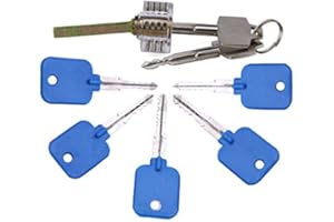 TPM GO 5pcs Blue Cross Key Lock Pick Kit con serratura trasparente addestramento, chiave master per serratura a croce Picking serratura apertura