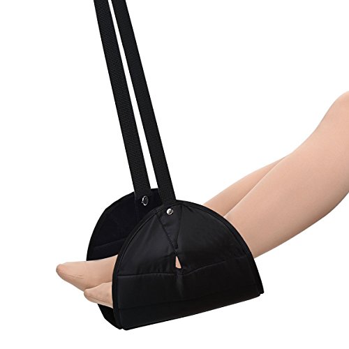 Fypo Hamac de Pied Portable Réglable Repose-pied Bureau Maizon Voiture Voyage Noir
