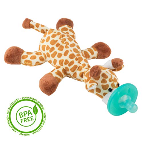 Chupete con Jirafa Cheeky Chimp, Juguete de felpa suave con chupón de silicona médica sin BPA, Chupeta con peluche para bebé, chupete de animales (Jirafa)