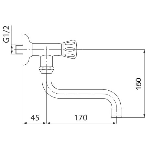 Nostalgie Wandarmatur Wandventil Wasserhahn für Kaltwasser Einzelhahn - 2