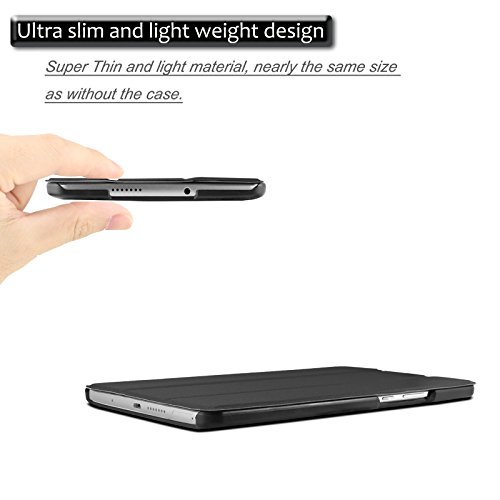 Huawei MediaPad M3 8.4 Hülle, Infiland Ultra Dünn Tri-Fold Smart-Muschel PU Leder Ultra Schlank Superleicht Ständer Smart Shell Cover Schutzhülle Etui Tasche für Huawei MediaPad M3 8.4 Tablet-PC (mit Auto Schlaf / Wach Funktion)(Schwarz) - 5