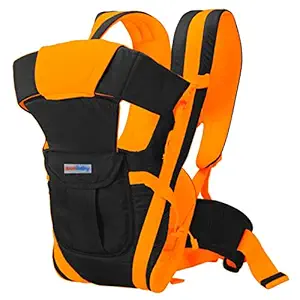 Sunbaby Multi-Functional Front Baby Carrier Ideal for Kids 0 to 3 Years Soft Cushion Adjustable Straps (Black with Orange)