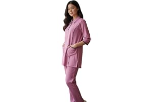 DEE'S FASHION Housemaid Uniform/Nurse Uniform/Medical Scrub Set with Black Piping - Two Patch Pockets on Top, Comfortable & Durable [BS37]