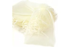 DUORIES Woreczki z organzy do napełniania, 30 sztuk, woreczki z organzy, woreczki prezentowe, woreczki ze sznurkiem ściągającym, woreczki z organzy, na festiwal, imprezę, wesele, torebki na cukierki, woreczek na biżuterię, lawendowy prezent, 15 x 20 cm, beżowe