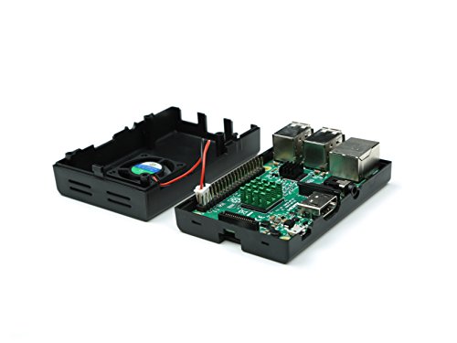 Raspberry Pi 3B Black ABS Case Enclosure Box With Mini Cooling Fan And Heatsink Kit,2 Aluminum Heatsink For CPU and LAN IC Topside and 1 Copper Heatsink For DDR IC Bottom Side - 5