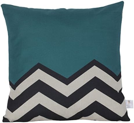 Nunubee Geometric Pattern Cotton Linen Square Throw Pillow Case Decorative Cushion Cover Style 5 Blue