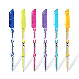 Win Force Ball Pens Set | Pack of 20 Pens, Blue Ink | Assorted body foils | Stationery Set | Pastel Pens | Best Ball Pens for Writing | 0.7mm Tip for Smooth Flow Of Ink | Lightweight Transparent Body | Coloured Pens Set | Pens for Girls | Premium Ball Point Pens Pack