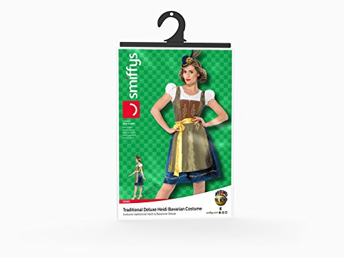 Smiffys Adult Women's Traditional Deluxe Bavarian Costume, Dress and Apron, Around the World, Serious Fun, Size: L, 44446
