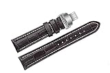 FERZA Home Uhrenarmbänder aus dunkelbraunem Kalbsleder (18 mm) mit Kontrastnähten und Faltschließe