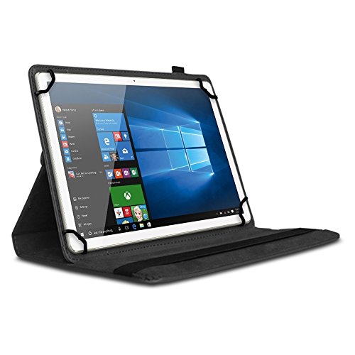 NAUC Tasche für Vodafone Smart Tab 4 / 4G Hülle Tablet Schutzhülle Farbauswahl Kunstleder Cover Case Schutztasche Stand 360° Drehbar Etui Zubehör , Farben:Schwarz - 2