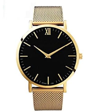 Yezelend Herren Armbanduhr Einfach Mesh Metallarmband Casual Analoge Quarz Uhr Schwarz (gold)